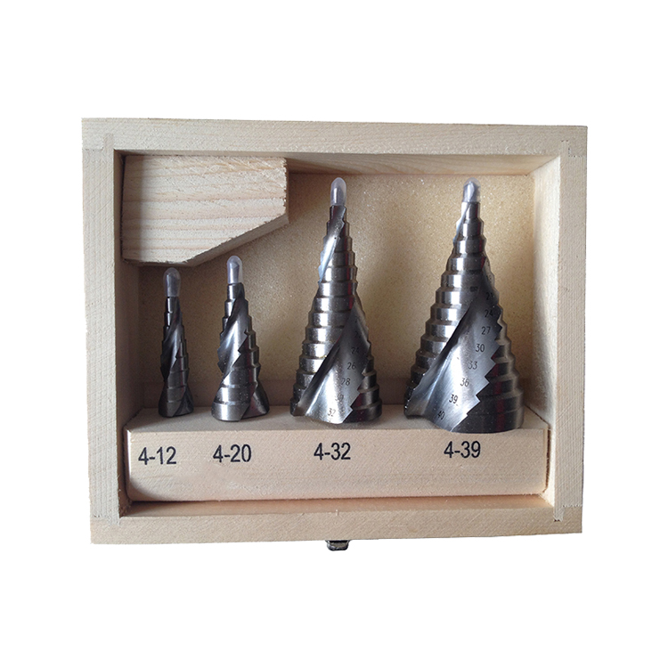 4Pcs Metric Three Flats Shank Spiral Flute Bright Step Drill Bit Set 