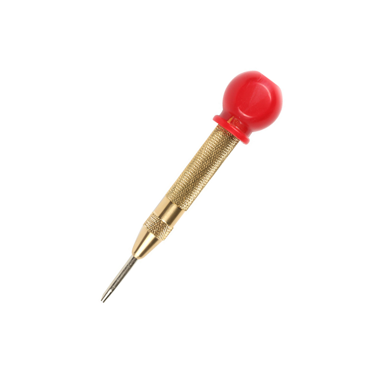 Pin Hole Tool Brass Automatic Center Punch with Adjustable Plastic Handle Cap