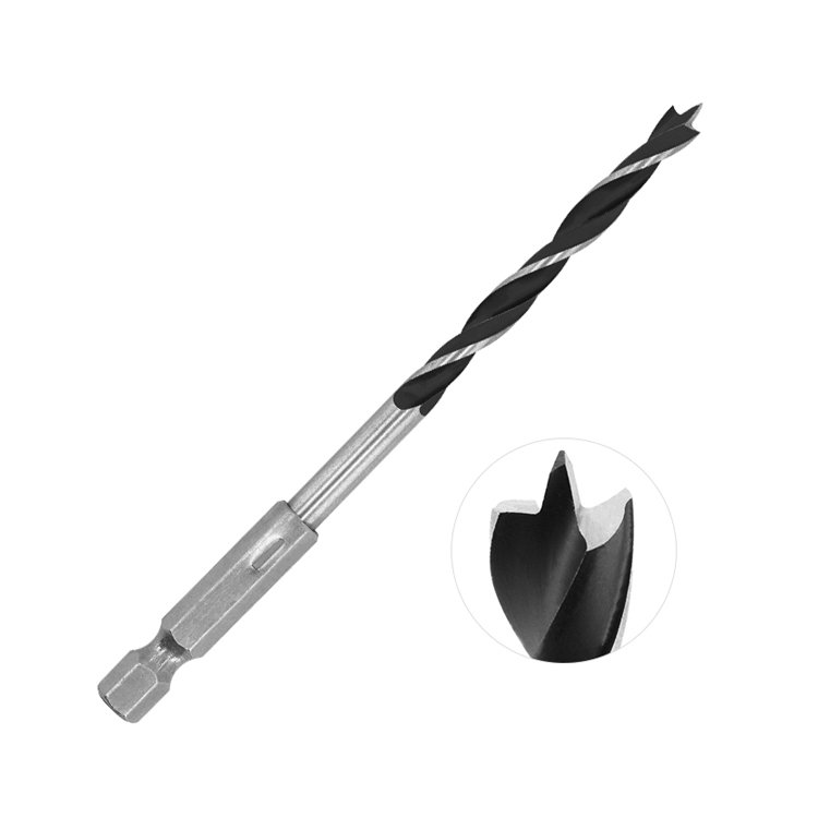 Impact 1/4 Hex Shank Rolled Wood Brad Point Drill Bit for Wood Precision Drilling