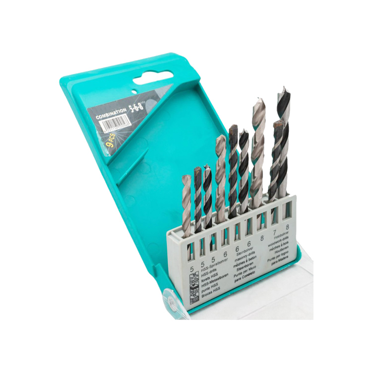 9Pcs Metric Combination Drill Bit Set in Plastic Box