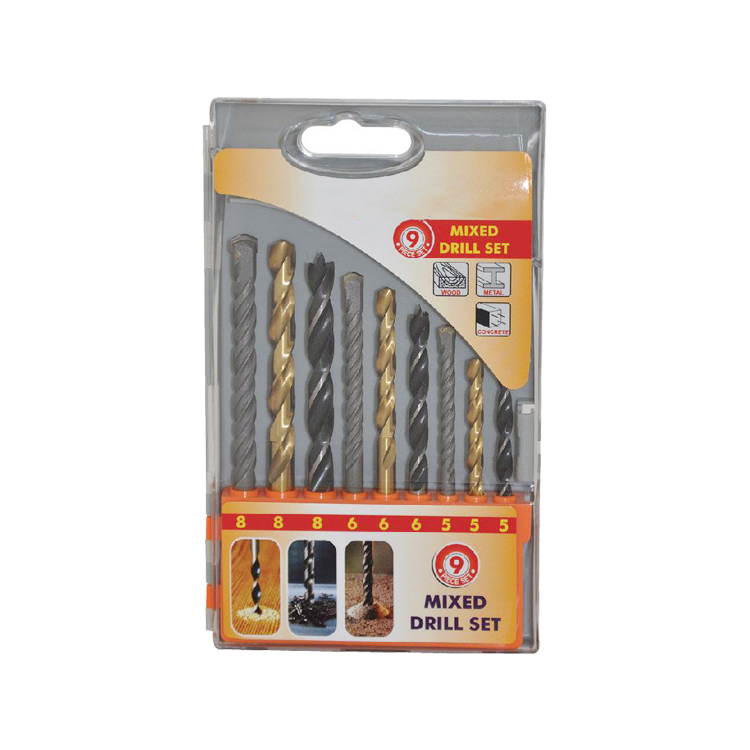 9Pcs Metric Combination Drill Bit Set in Plastic Box