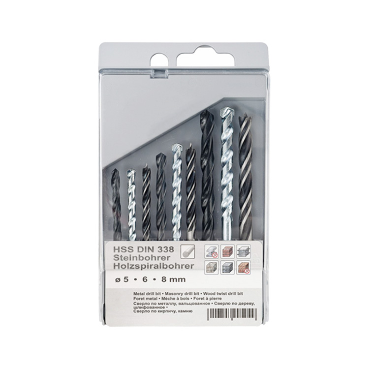 9Pcs Metric Combination Drill Bit Set in Plastic Box