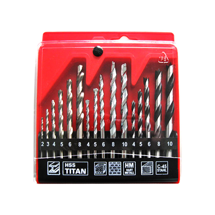 16Pcs Metric Combination Drill Bit Set in Plastic Box