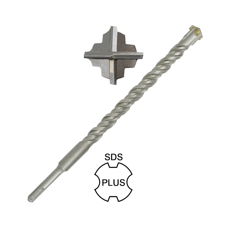 Carbide Cross Tip 4 Cutters S4 Flute SDS Plus Hammer Drill Bit for Concrete Block Brick Wall Drilling