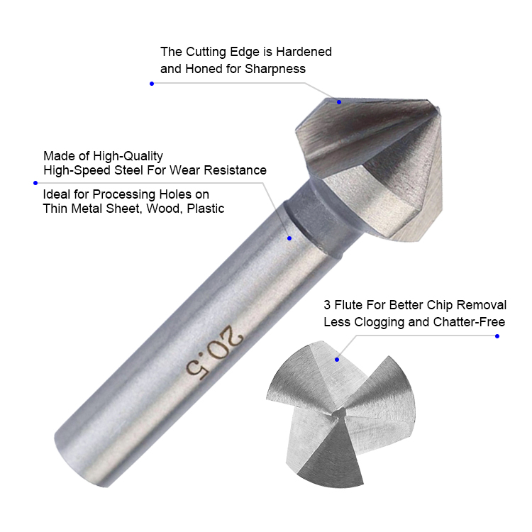 3 flute outlet countersink